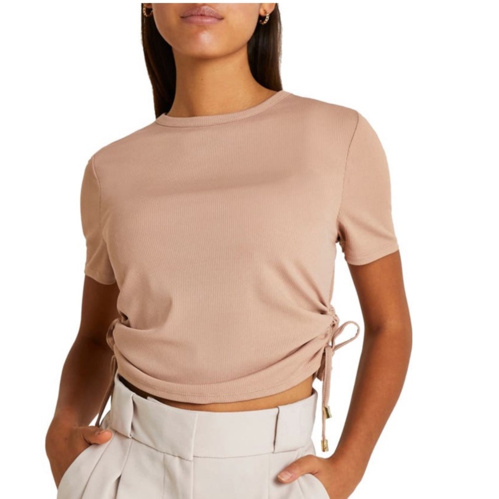 River Island Rib Side Ruched T-Shirt